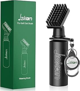 Jiskan Pro Golf Club Brush Cleaner with Retainer Clip and Squeeze Water Bottle 7.5 Inches Holds 4 Ounces of Water, Essentials Golf Accessor...