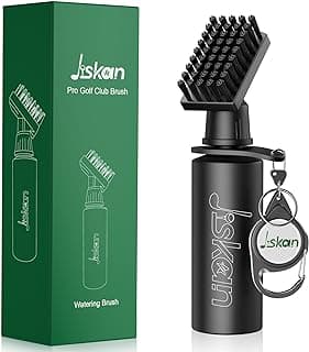 Jiskan Pro Golf Club Brush Cleaner with Retainer Clip and Squeeze Water Bottle 7.5 Inches Holds 4 Ounces of Water, Essentials Golf Accessor...