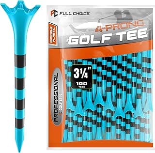 Professional Plastic Golf Tees 50/60/100 Pack (3-1/4" or 2-3/4"), Enhanced Durability & Stability, Engineered to Minimize Friction and Side...